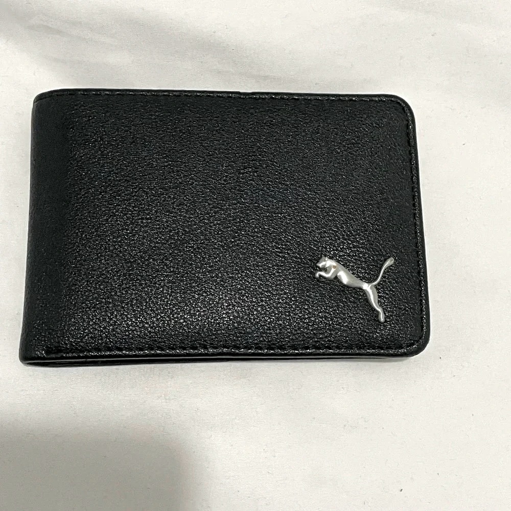 Puma men billfold black leather 11 pockets black sport lifestyle